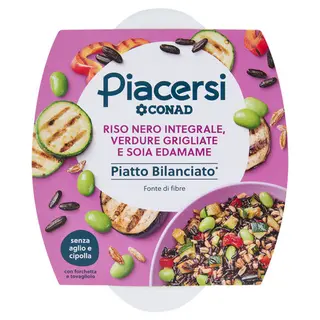 PIACERSI CONAD Riso Nero Integrale, Verdure Grigliate e Soia Edamame 200 g