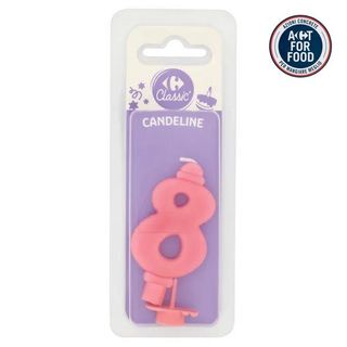 Carrefour Classic Candelina Numero 8 Rosa Con Supporto-5692