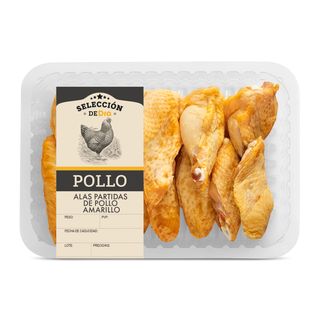 Alas Partidas De Pollo Amarillo Selección De Dia Bandeja 600 Gr. Aprox.