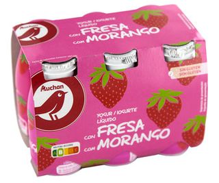 Yogur Líquido Beber con Fresa Elaborado sin Gluten Alcampo 6 X 93.5 Ml