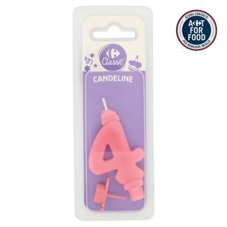 Carrefour Classic Candelina Numero 4 Rosa Con Supporto -5739