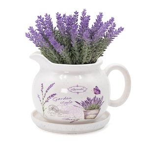 Portavaso brocca in ceramica - con lavanda 18x24 cm