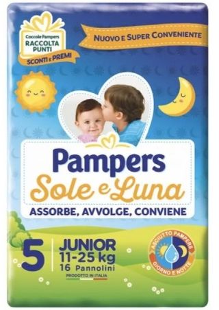 PAMPERS SOLE E LUNA 5 JUNIOE 11-25KG 16 PANNOLINI   FAT7537