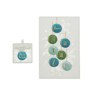 Set presina e strofinaccio natalizi - palline ottanio