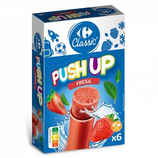 Helado Push Up Fresa Carrefour 6X115G 690 Ml.