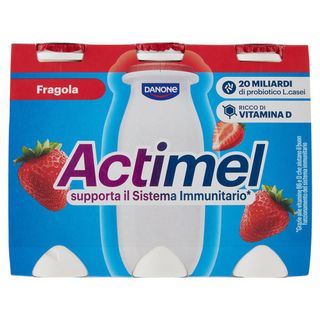 ACTIMEL, Yogurt da Bere con Vit B6 e D per il Sistema Immunitario, gusto fragola, 6X100G - 8001630003968