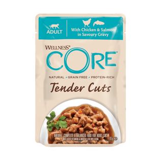 Wellness Core Tender Cuts Pollo Y Salmón Sobre En Salsa Para Gatos 0.085Kg