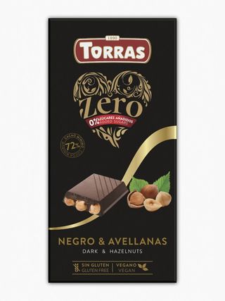 TABLETA ZERO NEGRO 72% C/ AVELLANAS 150g