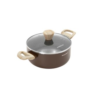 Casseruola 20 cm marrone scritta Cooking Therapy - con coperchio
