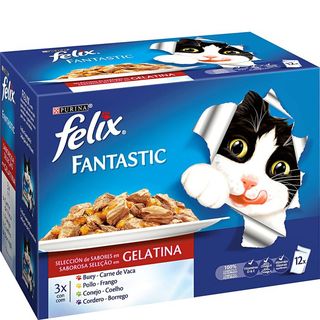 FELIX Comida Para Gatos Gelatina Con Carne 12 Unidades