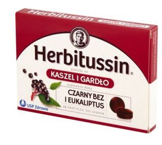 Herbitussin Kaszel i Gardło czarny bez + eukaliptus 12 szt.