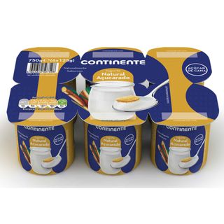 Iogurte Natural Açucarado com Açúcar de Cana Continente (emb. 750 gr (6 un))