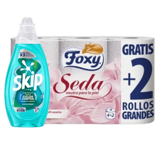 Pack Skip Ciclo Cortos Eficacia y Papel Higiénico Foxy Seda