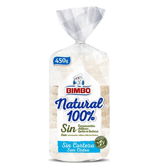 Pan De Molde Bimbo Sin Corteza 100% Natural 450 G