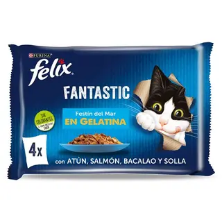 Alimento Para Gatos Fantastic Sabor Festín Del Mar 4 Unidades Felix 340 G