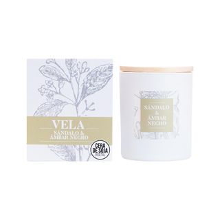 Vela Aroma Sándalo y Ambar Negro 230g Herbolario Navarro