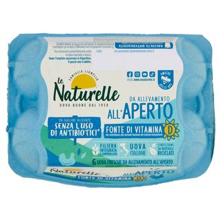 le Naturelle Fonte di Vitamina D 6 Uova Fresche da Allevamento all'Aperto 330 g