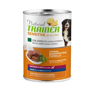 Natural trainer sensitive dog lattina 400g agnello e cereali