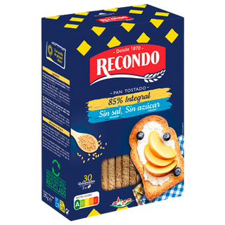 Pan Tostado Integral Sin Sal Ni Azucar Recondo Bienestar 270 G