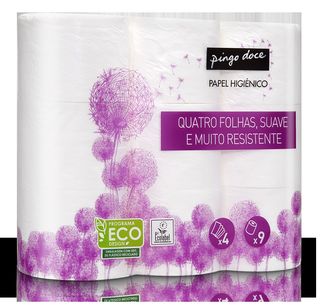 Papel Higiénico 4 Folhas Pingo Doce 9UN