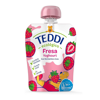 Teddi Pouch Yoghourt Ecológico con Puré de Fresa, 85g