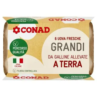 Conad Percorso Qualità 6 Uova Fresche Grandi Da Galline Allevate A Terra