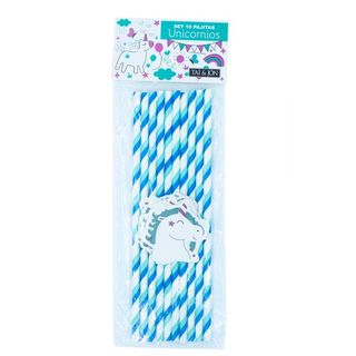 Set 10 Pajitas Unicornio Azul - Taï - Jôn - 10 unidades 8436573802734