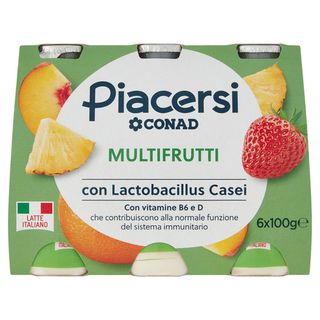 PIACERSI CONAD Multifrutti con Lactobacillus Casei 6 x 100 g - 8003170033344