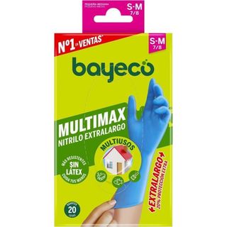 Guante Nitrilo Extralargo Azul Talla S-M Bayeco, Caja 20 Uds