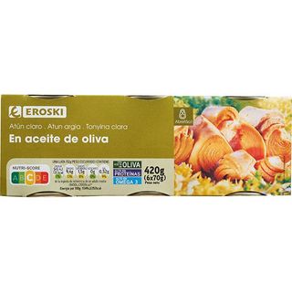 Atún Claro En Aceite De Oliva Eroski, Pack 6X70 Gr. (25807090)