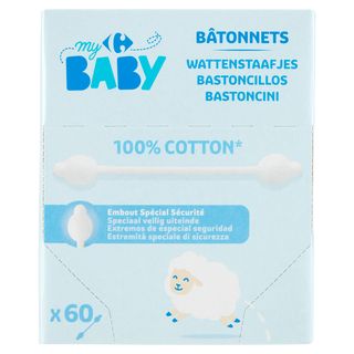 Carrefour My Baby Bastoncini 100% Cotton* 60 Pz