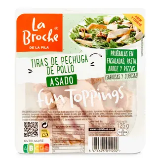 Tiras De Pechuga De Pollo Asado La Pila 125 G