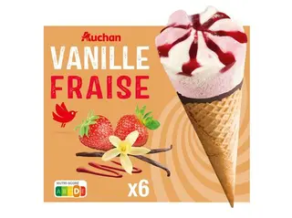 GELADO CONE AUCHAN BAUNILHA MORANGO 6X120ML