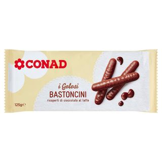 CONAD I Golosi Bastoncini ricoperti di cioccolato al latte 125 g - 8003170027794