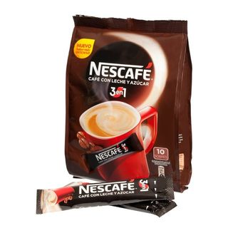 NESCAFÉ Café Soluble Leche Y Azúcar 3 En 1, 10Ud
