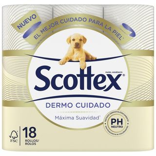 Papel Higiénico Scottex Dermocuidado Pack 18 Uds.