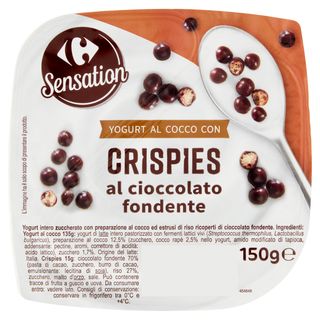 Carrefour Sensation Yogurt al Cocco con Crispies al cioccolato fondente 150 g