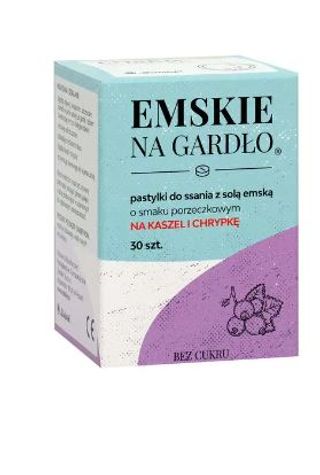 Emskie na gardło - pastylki do ssania z solą emską o smaku cytrynowym 30 pastyl. 
