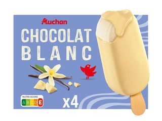 GELADO PALITO AUCHAN BAUNILHA COM CHOCOLATE BRANCO 4X110ML