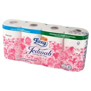 Foxy Jedwab Papier toaletowy 3 warstwowy 8 sztuk
