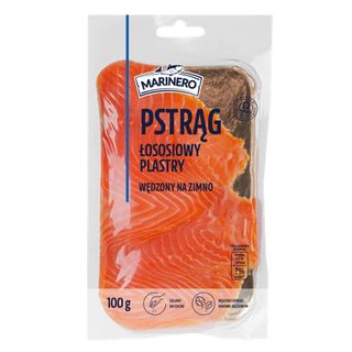 Marinero Pstrąg łososiowy w plastrach wędzony na zimno, 100 g