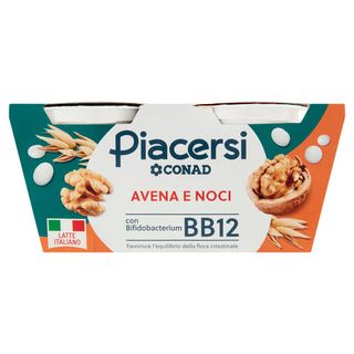 PIACERSI CONAD Avena e Noci con Bifidobacterium BB12 2 x 125 g - 8003170040830