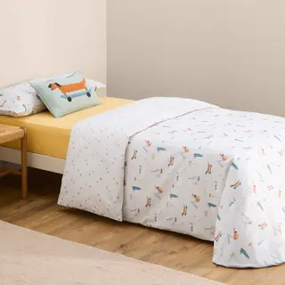 Funda Nórdica Estampado Perros Divertidos Adventure Gris Piedra cama 80-90cm