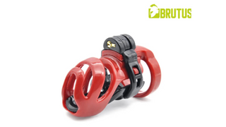 Brutus Klatka Cnoty na penisa- Cyborg Chastity Red Cage 7x3 cm