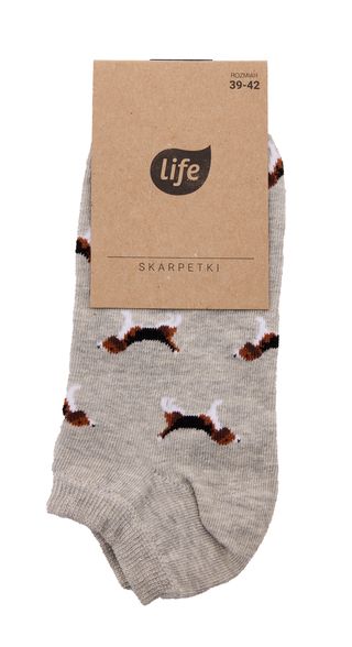 Life Stopki bawełniane Hipster wzór Piesek Beagle szary, rozm.43-46