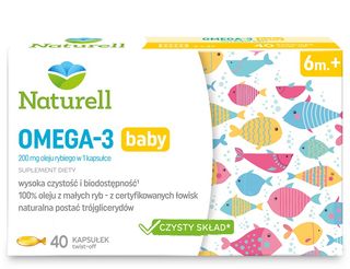 Naturell Omega-3 Baby, Kapsułki twist-off dla niemowląt powyżej 6. miesiąca życia