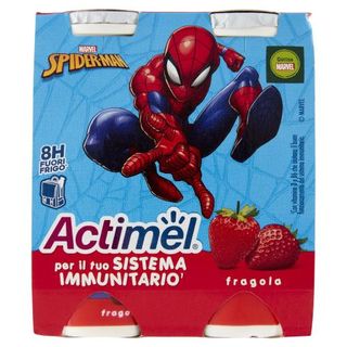 Actimel Spiderman, Yogurt Da Bere Con Vit B6 E D Per Il Sistema Immunitario, Gusto Fragola, 4X100G - 130964