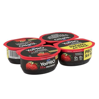 Yopro Postre Fresa Proteína 0% M.G. 0% Azúcar Añadido, Pack-4 X120Gr 480 G