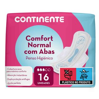 Pensos Higiénicos Comfort Normal com Abas Continente (emb. 16 un)