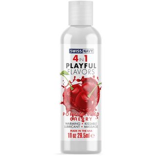 Swiss Navy wiśnia 4 in 1 Playful Flavors - Lubricant with Poppin Wild Cherry Flavor - 1 fl oz / 29.5 ml
